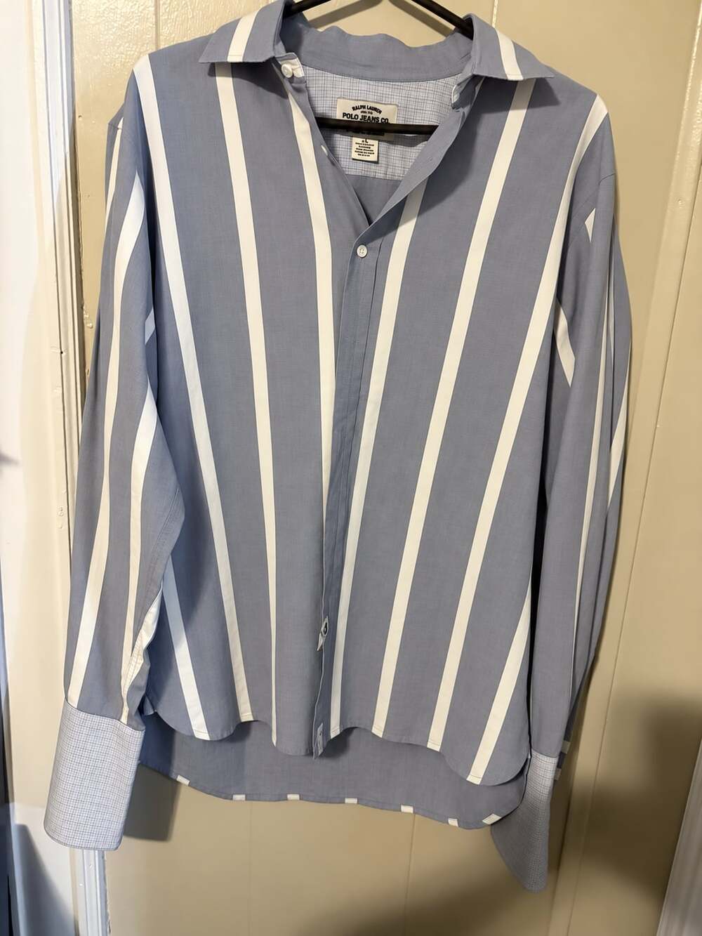 Men’s Ralph Lauren Polo Jeans Co. Blue and White Striped Button-Front Shirt